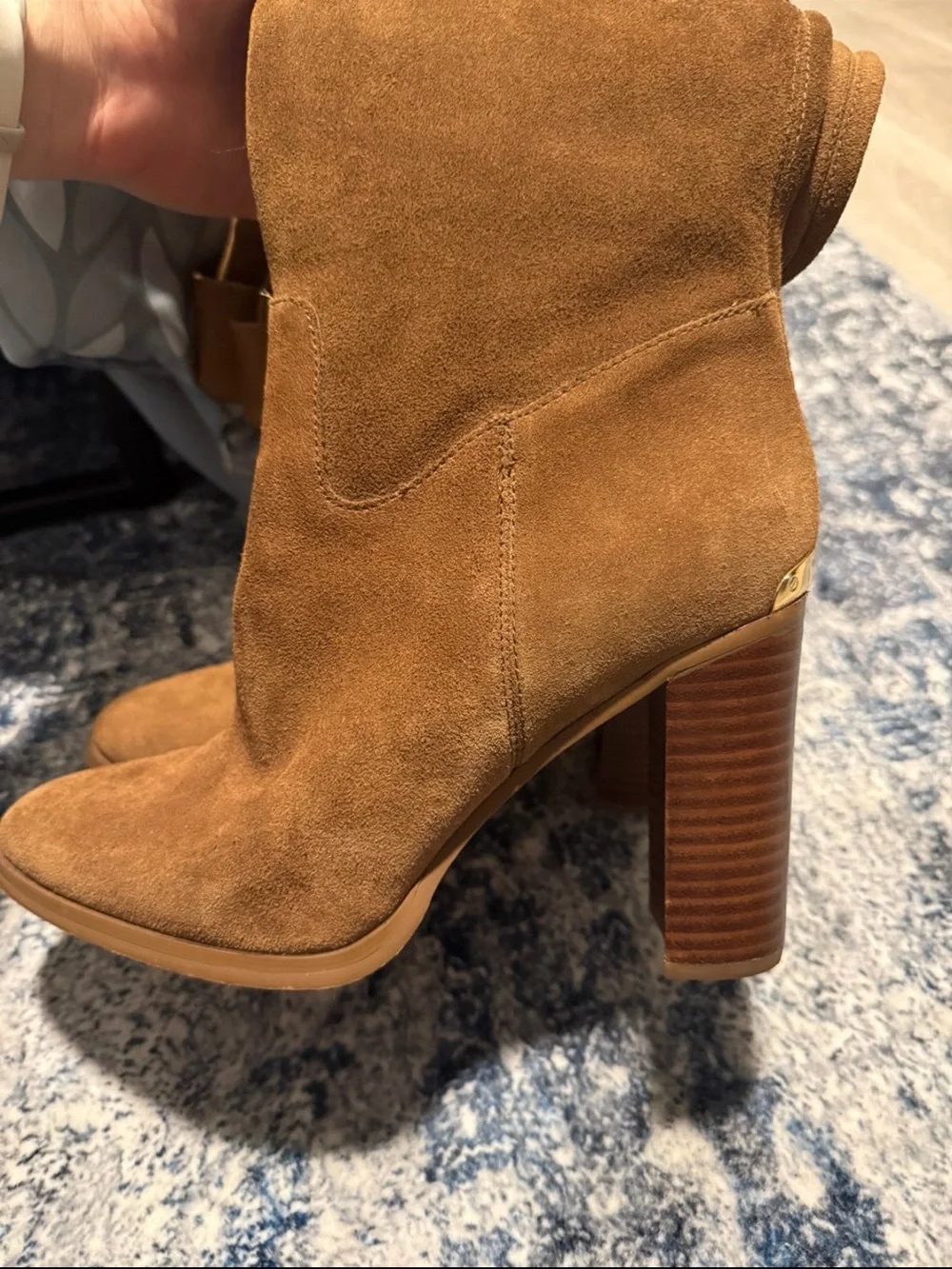 Michael Kors Fold-Over Over-the-Knee Suede Boots in Camel